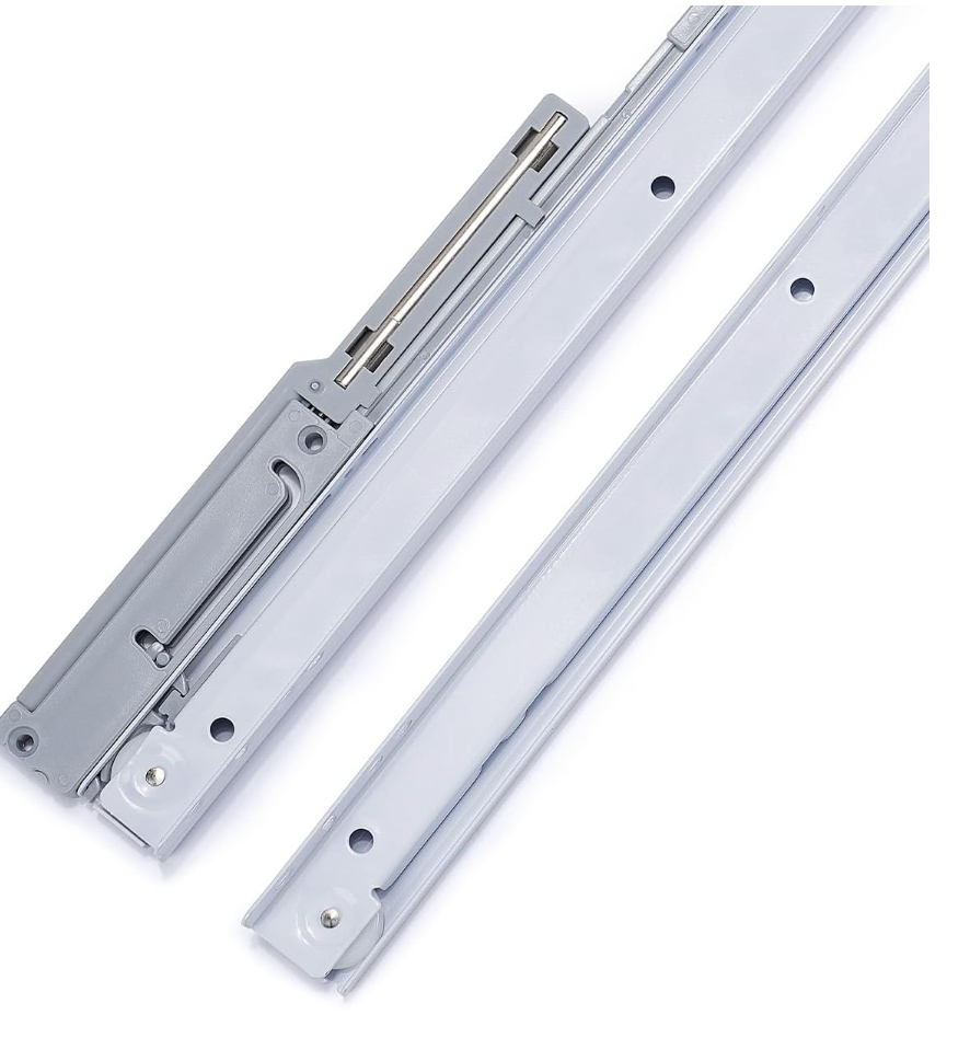 Molvyan 1 Pair Soft Close Drawer Slides Bottom Mount 22 inch Cabinet Drawer Slides Undermount Self Slow Close Drawer Tracks and Rails Replacement Kit, with Silent Nylon Wheels 50LB Capacity