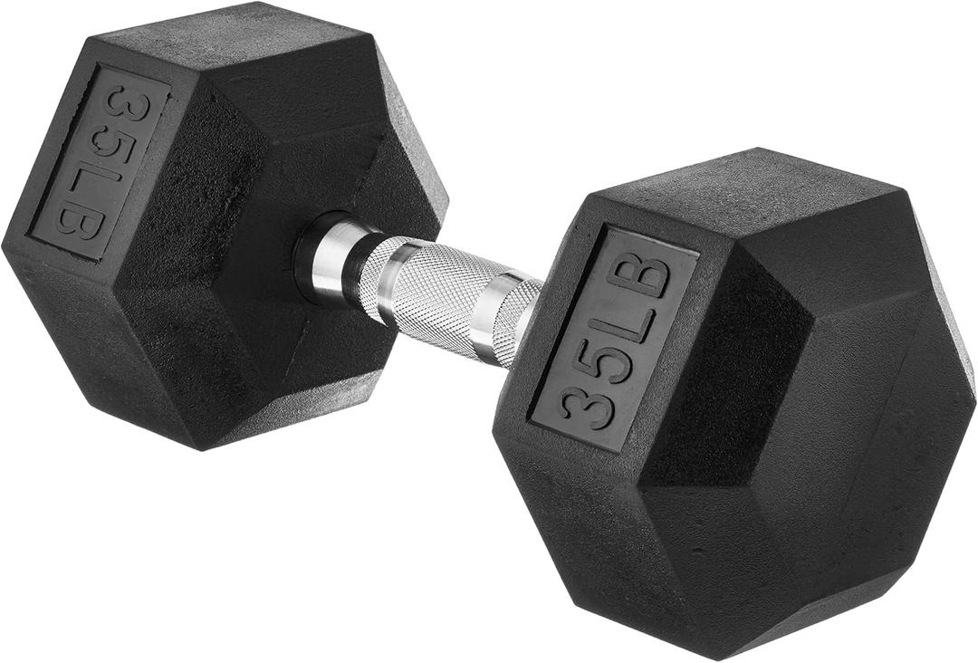 Amazon Basics Rubber Hex Dumbbell Hand Weight 35 Pounds