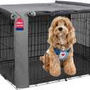 HiCaptain Breathable Dog Crate Cover 30 Inch, Durable Heavy Duty Kennel Cover, Dual Zippered Panels, Windproof Waterproof UV-Resistant(Grey)