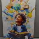 Black Boy Reading Canvas Wall Art Inspirational Books For African American Boys Painting Picture Wall Decor African Boy Poster Print Artwork for Teenagers' Living Room Study Home Decoration 16x24in