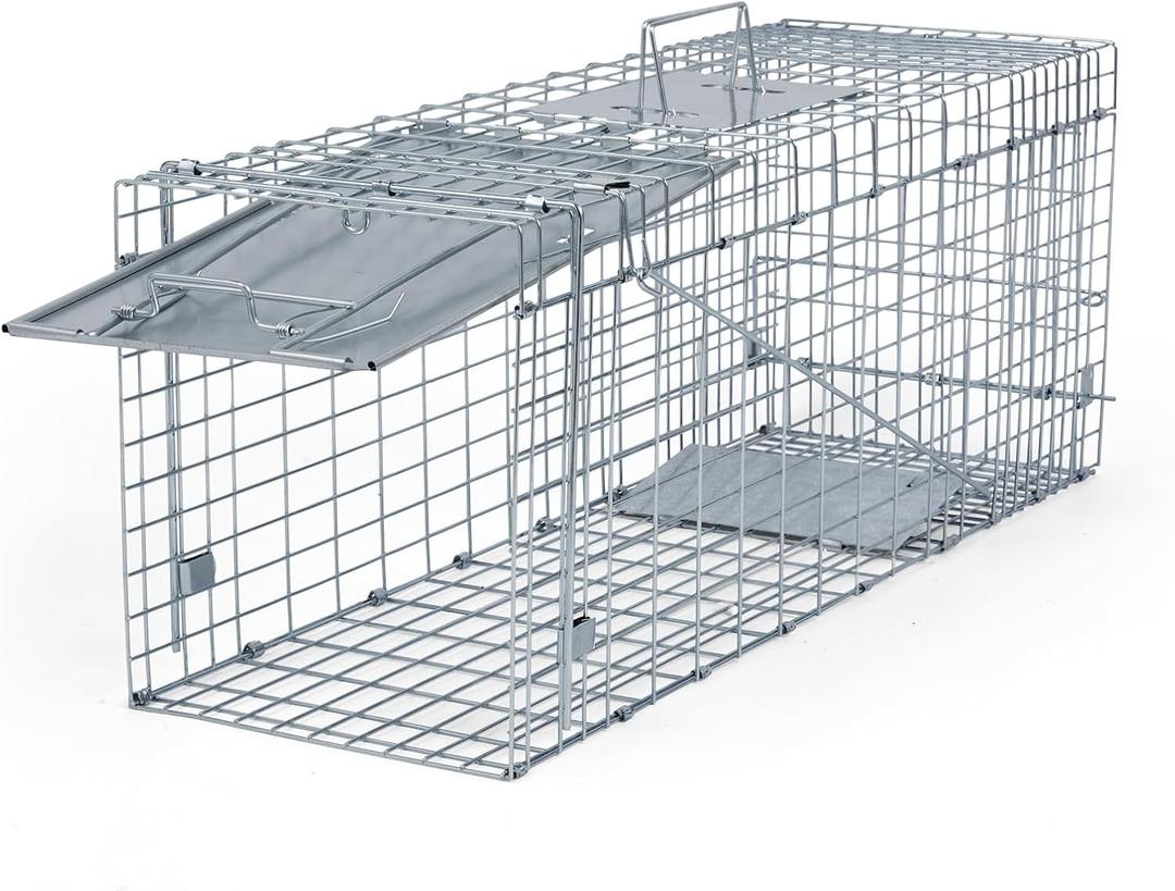 Humane Way Folding 32 Inch Live Humane Animal Trap - Safe Traps for All Animals - Raccoons, Cats, Groundhogs, Opossums - 32" L x 10.2" W x 12.2" H