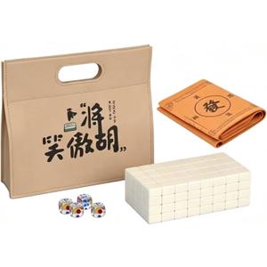 Professional Traditional Chinese Mahjong Set  - 30mm 146 Tiles Green & White Melamine with Dice Storage Case White