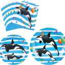 WERNNSAI Orca Party Plates and Napkins - 48 PCS Orca Birthday Party Supplies for Kids Blue Ocean Under the Sea Party Decorations Baby Shower Dinner Dessert Tableware Set Serves 16 Guests