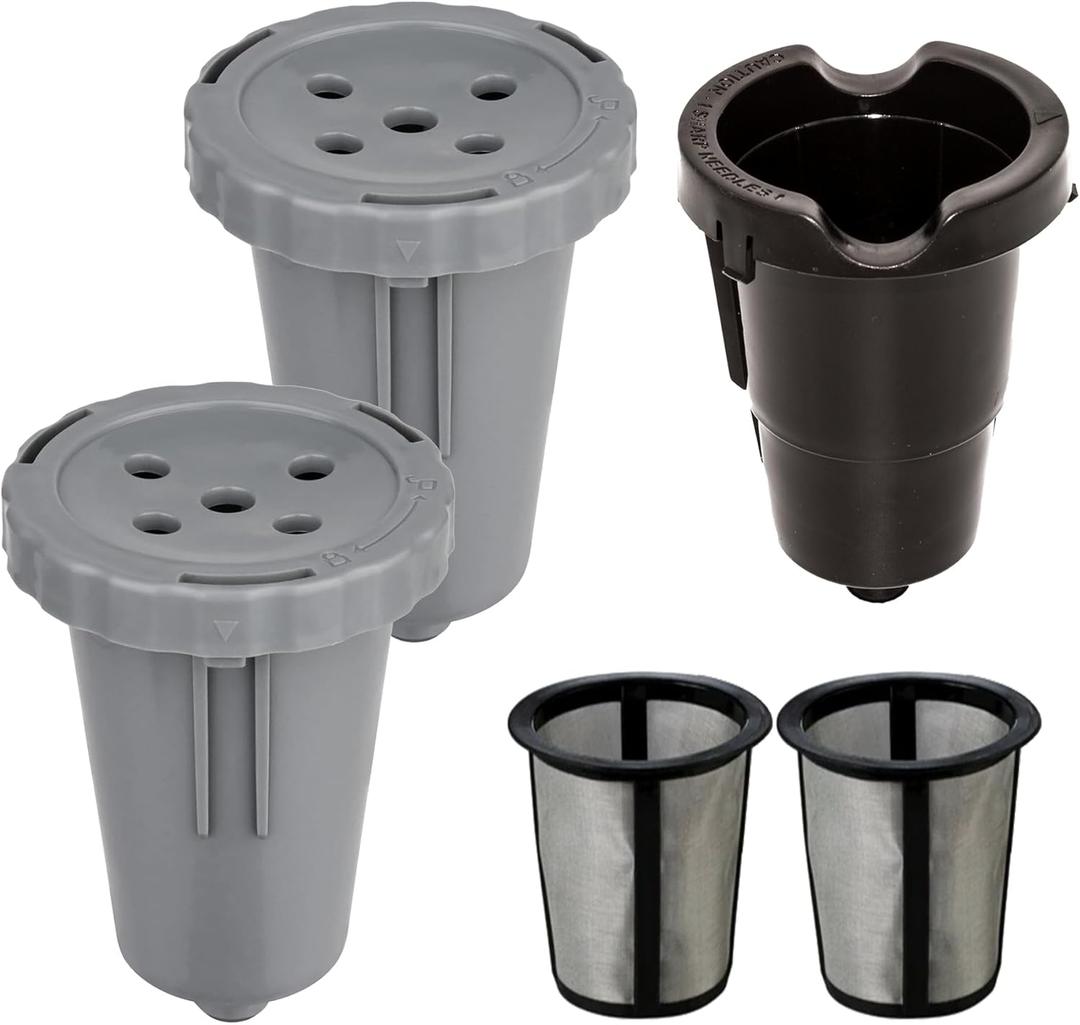 Reusable cups for 2-Pack Universal K Refillable Coffee Pods filter with 5 Holes, compatible with K Supreme, K Slim, K-Duo Gen2, K-Brew Chill with MultiStream Technology