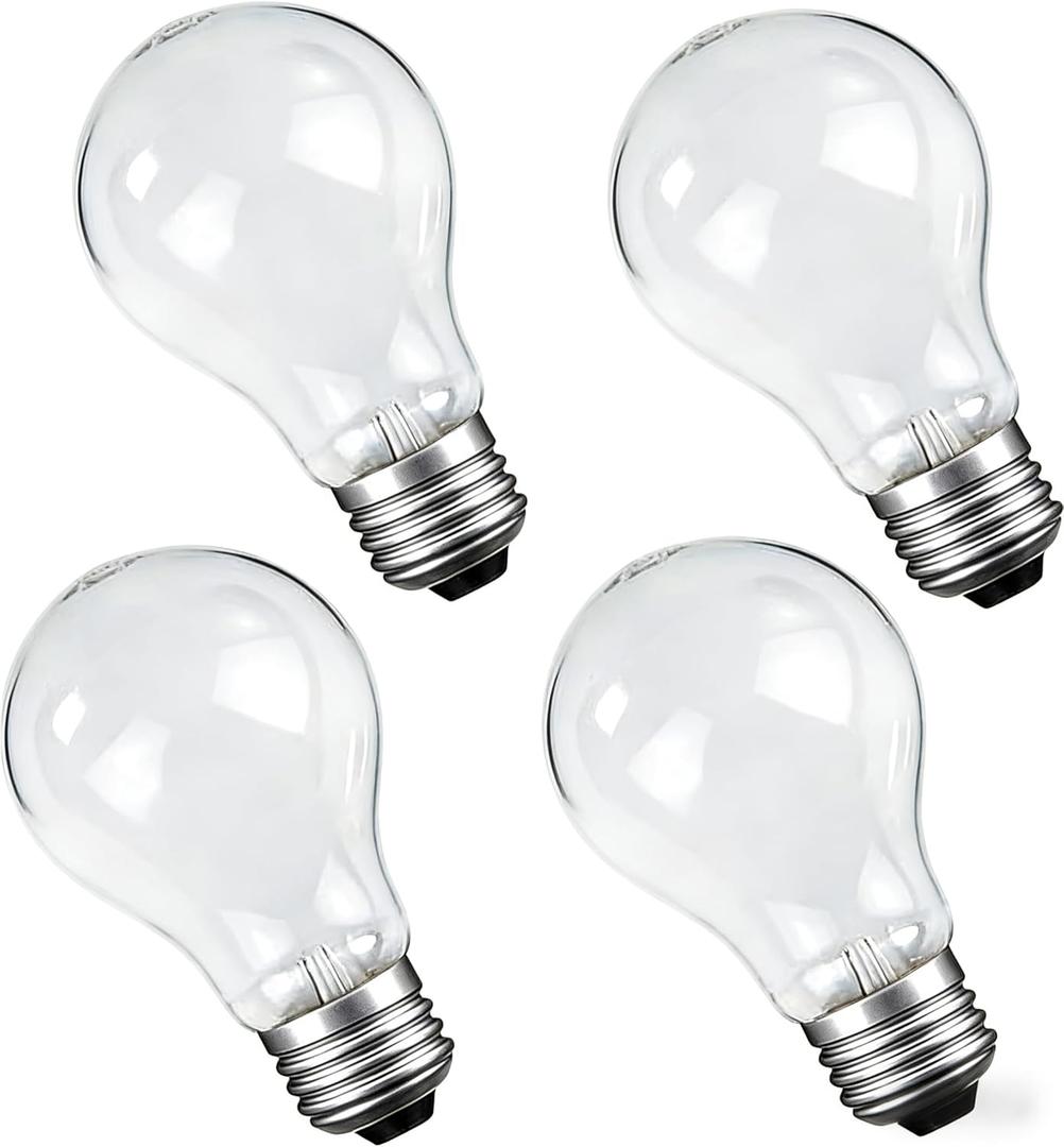 A19 Incandescent Light Bulbs 60 Watt, Dimmable, 2700K Soft White, 4 Pack
