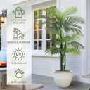 6FT Artificial Golden Cane Palm Tree, UV Resistant Indoor/Outdoor Fake Plant with Heavy Cement Pot - Realistic Tropical Decor for Patio, Living Room, Office