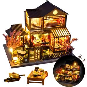 DIY Miniature House Kit, Mini House Kit for Beginners, DIY Dollhouse Kit for Adults to Build, Model Building Craft Diorama Kit, Ideal Gifts for Mothers Day Birthday Christmas(Japanese Garden House)
