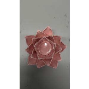 Pretty Home Ceramic Lotus Candle Holder Handmade Petals Style Flower Tea Lights Holder Home & Tabletop Centerpiece Decoration (Pink)