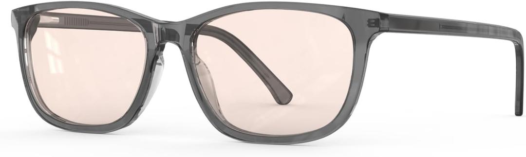 Bloomoak Rose Migraine Glasses,FL-Flex Light Sensitivity Relief Tinted Glasses for Indoor Fluorescent Glare/Women (Light Rose Coral - Gray Mist Frame(light  Indoor))