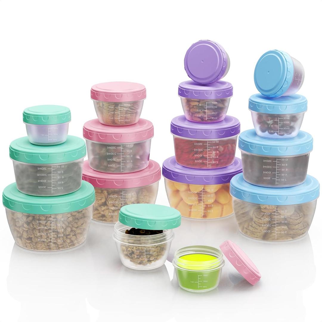 Enstphjoy 16-Pack Food Storage Containers with Lids - BPA-Free Salad Dressing Container to Go, Reusable Small Leakproof Plastic Containers for Meal Prep, Freezer, Microwave & Dishwasher Safe
