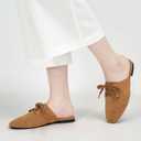 HARENCE Mules for Women Casual Flats: Comfortable Round Toe Slip on Backless Mule Dressy Business Office Flat Shoes (7.5, Brown)