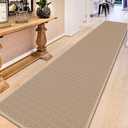 12ft Natural Jute Hallway Runner Rug Non Slip Washable, Rubber Backed Long Khaki Indoor Entryway Runner, Absorbent Kitchen Carpet Sink Rug