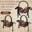 3 Pack Winter Leopard Ear Muffs Gifts for Women Leopard Ear Coverings with Satin Bow Cheetah Soft Earmuff Faux Fur Gifts for Woman Friends Family Coworker Winter Outdoor Cold Weather Warmer