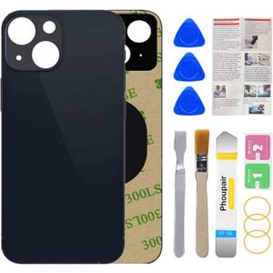 OEM Rear Back Glass Replacement for iPhone 13 6.1 Inches with Professional Repair Tool Kit (Midnight/Black)