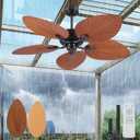52 Inch Waterproof Outdoor Palm Leaf Ceiling Fans without Lights and Remote
IP44 Wet-rated,6 Wind Speeds, Reversible, 40W Quiet DC Motor,1/4/8H Timer,Suit for Patios Porch Gazebo Pergola