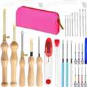 Punch Needle kit for Beginners, Adjustable Punch Needle Embroidery Kit for Adults Punch Needle Tool Embroidery Needle Wooden Handle Embroidery Pen Kits