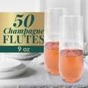 Reli. Champagne Flutes Plastic (50 Pack, 9oz) Clear, Stemless | Disposable Mimosa Glasses for Champagne, Mimosa, Cocktail, Wedding/Parties | BPA-Free Plastic Champagne Flutes, Shatterproof Cups
