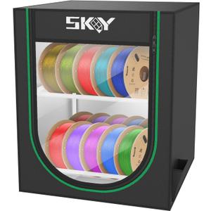 Skouphy 3D Printer Filament Storage Box - 2 Tiers Metal Filament Storage Rack with Cloth Cover,- 3D Filament Holder for Home, Office Workshop, Studio 20 Rolls - Black