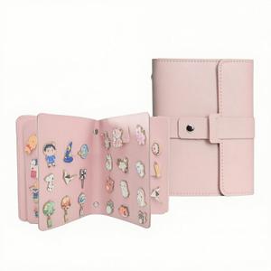 Enamel Pin Display Book - 4 Page Leather Travel Organizer for Collectors, Portable Lapel Pin Holder with Secure Storage, Compact Pin Trading Book (Pink)