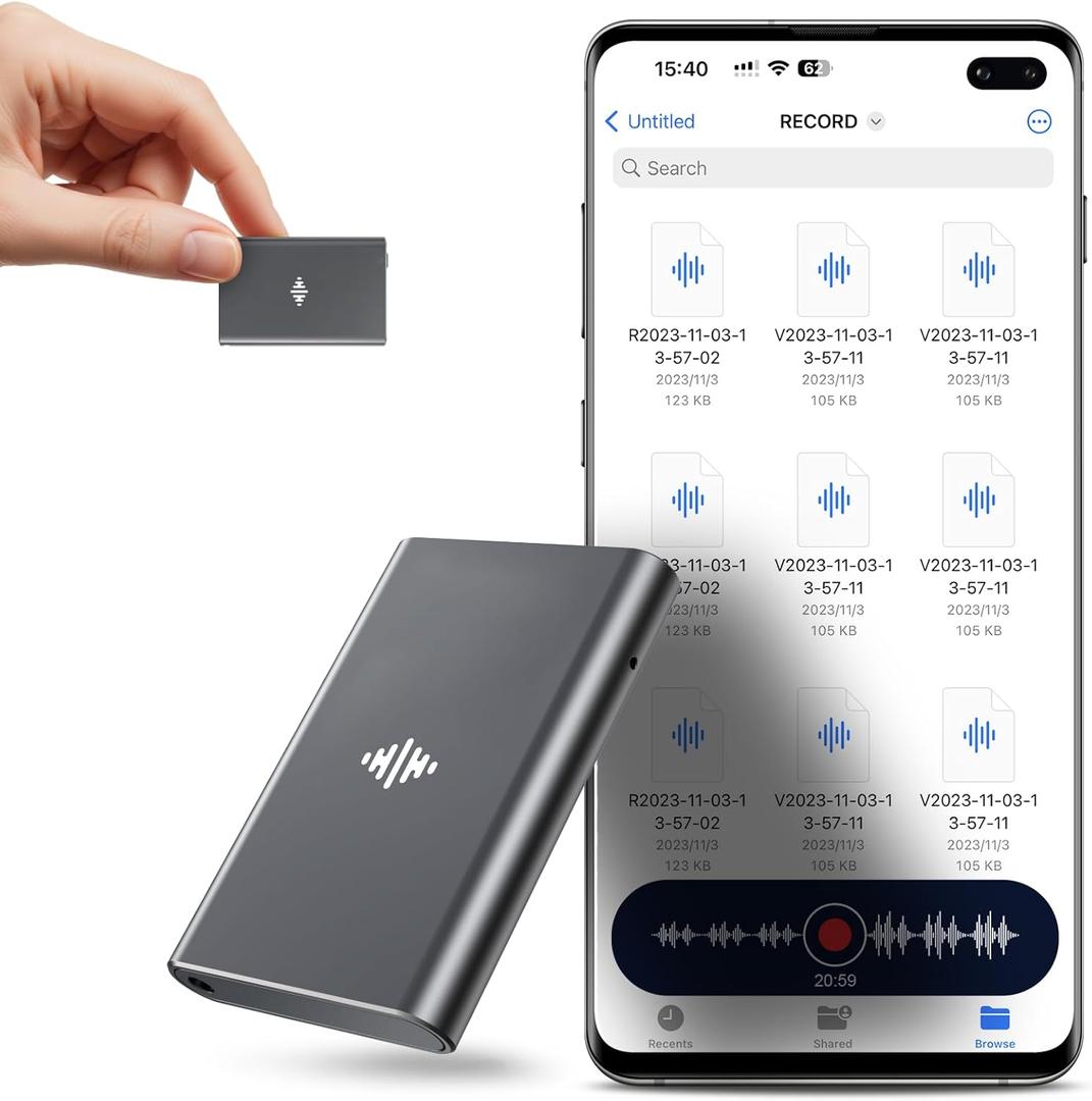 128GB Magnetic Voice Recorder - Recording Device with DSP4.0 AI Noise Cancellation, 9200 Hours Storage HD Audio Recorder, Compact Voice Activated Recorder for Lectures/Meetings/Interviews