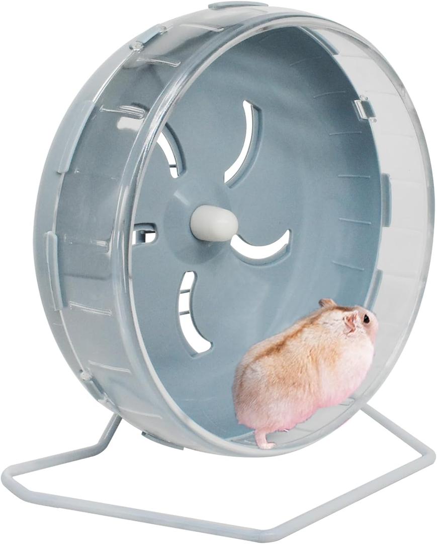 Hamster Wheel, 8.5 inch Silent Hamster Exercise Running Wheel with Stand,Pet Small Animals Exercise Running Toys,Adjustable Quiet Spinner for Guinea Pigs, Sugar Gliders, Gerbils (Blue, 8.5in)