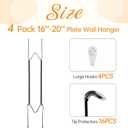 Bilillo 4 Pack Plate Hangers for The Wall, Suitable for 16''-20'' Decorative Plate,Invisible Heavy Duty Wire Plate Holder with Wall Hooks, Plate Hangers for Displaying Plates, Platter, Dish (Black)