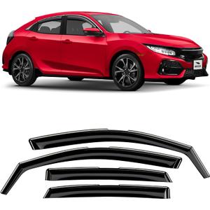 Voron Glass in-Channel Extra Durable Rain Guards for Honda Civic 2016-2021 Hatchback, Window Deflectors, Vent Window Visors, 4 Pieces - 200592