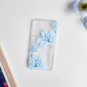 NITITOP Compatible with iPhone 12 Case with Card Holder Clear Cute Floral Lily Flowers Butterfly for Women Girls Soft TPU Shockproof Wallet Case Protective Phone Cover - Blue