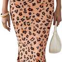 PRETTYGARDEN Maxi Dresses for Women 2025 Summer Halter Leopard Print Backless Sexy Bodycon Cocktail Beach Long Dress (Pink, L)