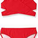 Kanu Surf Girls' Coral Reef Beach Sport Wrap Around Bikini 2-Piece Swimsuit (6, Solid Red)