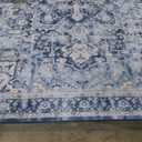 RUGGABLE Washable Vintage Area Rug  Kamran Admiral Blue 9x12, Stain-Resistant, Non-Slip with Standard Pad  Large Machine Washable Rugs for Living Room, Bedroom, Hallway, Entryway & Office