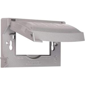 BELL MX1250S 1-Gang Flip Weatherproof Cover, Universal Metal 12-in-1 Outlet Outdoor Receptacle Protector, Vertical/Horizontal, Gray