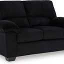 Signature Design by Ashley SimpleJoy Modern Loveseat for Living Room, Black