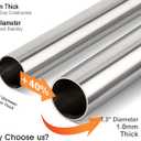 Premium Stainless Steel Closet Rod 1.0mm/1.3", Heavy Duty Adjustable Hanging Bar for Clothes Organization, No-Splice 1-Piece Telescoping Design (Silver, 16.9" - 26.9")
