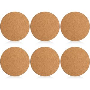 Boao 6 Pcs 8 Inch Round Absorbent Cork Coasters Wooden Cork Plant Coasters for Home, Drinks Coffee Table Dining Wooden Table Desk