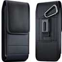Belt Holder for iPhone 17 17 Pro 16 16e 16Pro 15 14 13 12 11 Xs XR Vertical Rugged Nylon Cell Phone Holster Case with Clip for Men (Fits Otterbox Commuter Case) Black