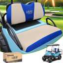 10L0L Elastic Golf Cart Seat Covers for Yamaha Club Car Precedent and Most Original Front Seat, Sandwich Material, A Perfect Balance of Warmth in Winter and Cooling in Summer (Beige and Blue)
