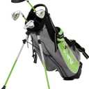 KVV Junior Complete Golf Club Set for Kids/Children Right Hand, Includes Oversize Driver, Irons, Putter, Head Cover, Portable Golf Stand Bag (Age 8-10, Lime 8-10)