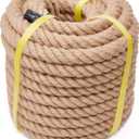 Jute Rope Heavy Duty 2 Inch 25 Feet, Natural Hemp Rope, Twisted Hemp Rope for Crafts, Gardening, Bundling, Climbing, Hammock, Nautical rope, Tug of War rope, Railings, Home Decorating (2 Inch25 Feet)