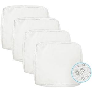 VAKADO Outdoor Patio Furniture Chair Cushion Replacement Covers Set of 4 Waterproof White Decorative Cushion Cases Decor for Bench Garden Porch Couch Tent (24"X24"X4")