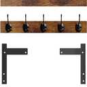 Wall Hooks with Shelf, Wood Coat Rack with Shelf Wall-Mounted, Entryway Hanging Shelves with 5 Metal Hooks for Clothes Hats Towel Purse Robes, Bathroom Mudroom Bedroom, Rustic Brown