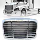 Front Grill Grille with Bug Screen Compatible with 2008-2017 Freightliner Cascadia, Front Bumper Radiator Grille Screen Painted Chrome