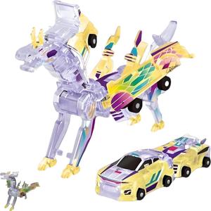 2-in-1 Transforming Race Car Dinosaur Toy DinoDrive Automatic Transforming Car into Dinosaur, Educational Toys for Boys & Girls, Crash Action & Lights, for Kids(Luminous)