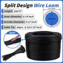 250FT Split Wire Loom Tubing, 1/4 Inch Wire Protector Tubing, Automotive Wire Flexible Conduit Cord Covers with 20 Cable Ties for Automotive Marine RV Agriculture Electrical Cable Protection