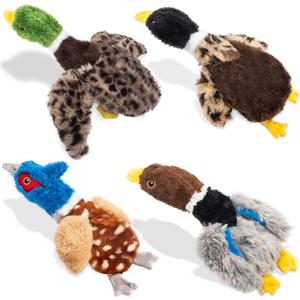 Dog Squeaky Toy Set  4-Pack Durable Plush Duck, Pheasant, Goose for Small and Medium Dogs  Soft Bird Chew Toys with Crinkle Sound for Puppy Play, Interactive Training