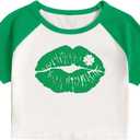 Women's St. Patrick's Day Crop Top St. Paddy's Day Shirt Irish Shirts Shamrock Graphic Short Sleeve Crop Tops for Teen Girls