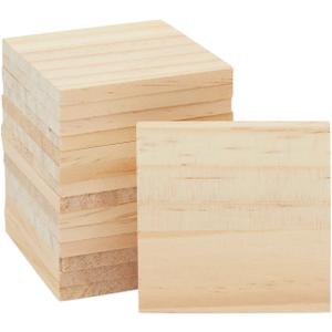 Bright Creations Unfinished Wood Squares - 3 x 3 in, 15 Pack, 1/4 in Thick - Wood Blanks for Carving, Burning & Painting