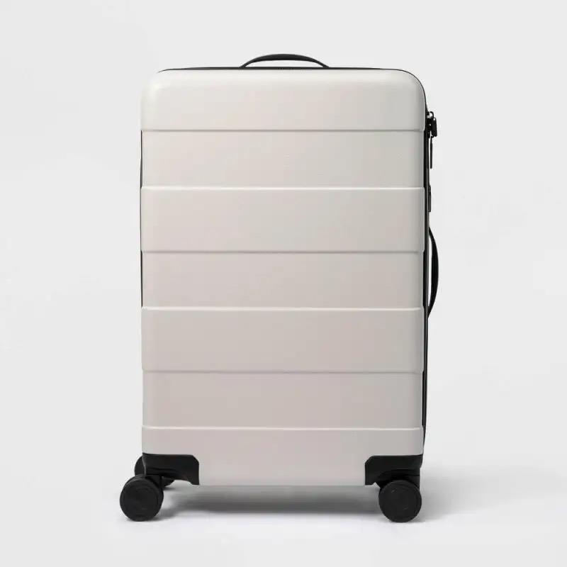 Sweetcrispy Carry on Luggage, Hard Shell ABS, Double Spinner Wheels Lightweight Suitcase TSA Lock, Cream White, 20 Inch
