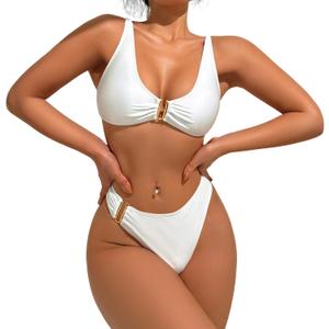 Bikini Sets for Women Sexy Two Piece Bathing Suit Triangle Women's Swimsuits (White, L)