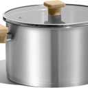 CAROTE Stainless Steel Stock Pot - 5.5 Quart Heavy Duty Induction Cooking Pot with Visible Lid for Pasta, Soup, Spaghetti, Bottom Big Stockpot, Deep Cookware for Canning, Boiling, Simmer